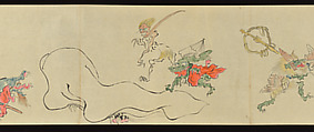 The Night Parade of One Hundred Demons, Tachibana Gadō 橘雅堂 (Japanese, active late 19th century), Handscroll; ink and color on paper, Japan