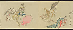 The Night Parade of One Hundred Demons, Tachibana Gadō 橘雅堂 (Japanese, active late 19th century), Handscroll; ink and color on paper, Japan