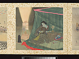 Artisans, Beauties, and Annual Events, Toyohara Kunichika (Japanese, 1835–1900), Thirty paintings mounted as an accordion album; ink, color, gold and gold flecks on silk, Japan