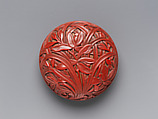 Box with narcissus, Carved red lacquer, China or Japan