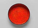 Box with lid “Black and Red”, Gan Erke (Chinese, born 1955), Marbled lacquer (xipi) with gold foils, China