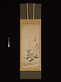 Monk Zhaozhou and Dog, with Geese and Mynah, Unkoku Tōeki (Japanese, 1591–1644), Set of three hanging scrolls; ink on paper, Japan