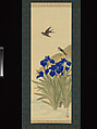 Irises, Suzuki Kiitsu 鈴木基一 (Japanese, 1796–1858), Diptych of hanging scrolls; ink and color on silk, Japan