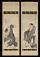 Hanshan and Shide, Yosa Buson (Japanese, 1716–1783), Diptych of hanging scrolls; ink and color on paper, Japan