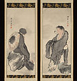 Hanshan and Shide, Yosa Buson 与謝蕪村 (Japanese, 1716–1783), Pair of hanging scrolls; ink and color on paper, Japan