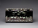 Box decorated with the Ten Symbols of Longevity, Sohn Daehyun (Korean, born 1949), Ottchil lacquer, wood, hemp, and mother-of-pearl, Korea