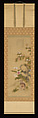 Rabbit and Roses, Painting by Mori Ransai (Japanese, 1731–1801), Hanging scroll; ink and color on silk, Japan