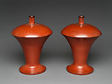 Sake vessel (Heishi), Wood with black and red lacquer layers (Negoro ware), Japan