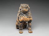 Guardian Lion-Dogs, Japanese cypress with lacquer, gold leaf, and color, Japan