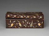 Box decorated with phoenixes, floral scrolls, and insects, Lacquer inlaid with mother-of-pearl, Korea