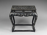 Table decorated with floral scroll, Lacquer inlaid with mother-of-pearl and metal wire, Korea