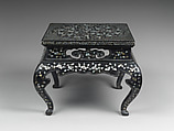 Table decorated with floral scroll, Lacquer inlaid with mother-of-pearl and metal wire, Korea