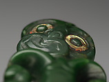 Greenstone pendant, Nephrite jade (pounamu), shell, pigment, and wax, Maori; Aotearoa New Zealand