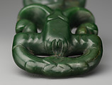 Greenstone pendant, Nephrite jade (pounamu), shell, pigment, and wax, Maori; Aotearoa New Zealand