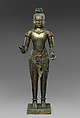 Standing Shiva (?), Gilt-copper alloy, silver inlay, Thailand