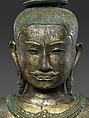 Standing Shiva (?), Gilt-copper alloy, silver inlay, Thailand