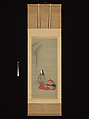 Portraits of Three Famous Poets: Kakinomoto no Hitomaro, Lady Ise, and Ono no Komachi, Tosa Mitsuoki (Japanese, 1617–1691), Triptych of hanging scrolls: ink, color, gold and silver on silk, Japan