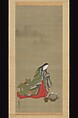 Portraits of Three Famous Poets: Kakinomoto no Hitomaro, Lady Ise, and Ono no Komachi, Tosa Mitsuoki (Japanese, 1617–1691), Triptych of hanging scrolls: ink, color, gold and silver on silk, Japan