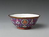 Bowl with auspicious emblems (one of a pair), Painted enamel on copper alloy, China