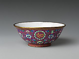 Bowl with auspicious emblems (one of a pair), Painted enamel on copper alloy, China