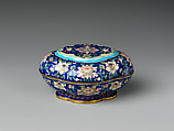 Four-lobed box (from incense set), Painted enamel on copper alloy, China