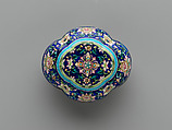 Four-lobed box (from incense set), Painted enamel on copper alloy, China