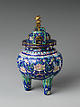 Incense burner (from set), Painted enamel on copper alloy, China