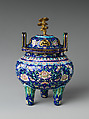 Incense burner (from set), Painted enamel on copper alloy, China