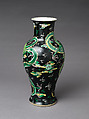 Vase with dragon, Porcelain painted in polychrome enamels over black ground (Jingdezhen famille noire ware), China