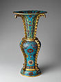 Vase in the form of an archaic wine vessel (gu), Cloisonné enamel, China