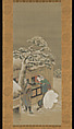 In Front of a Shop, Katsushika Hokusai (Japanese, Tokyo (Edo) 1760–1849 Tokyo (Edo)), Hanging scroll; ink and color on silk, Japan