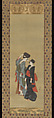 Women Carrying Pots for the Tsukuma Festival, After Katsushika Hokusai 葛飾北斎 (Japanese, Tokyo (Edo) 1760–1849 Tokyo (Edo)), Hanging scroll; partly woodblock printed, partly painted in ink and color on silk, Japan