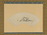 Drunken Asaina, Katsushika Hokusai (Japanese, Tokyo (Edo) 1760–1849 Tokyo (Edo)), Fan mounted as hanging scroll; ink and color on paper, Japan