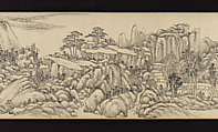 真作/山元春挙(画)/阪正臣(賛)/若松岩画賛/掛軸☆宝船☆AI-506 作者不詳/山水風景馬子図/春山馬子図/横物//掛軸☆宝船☆AA-591