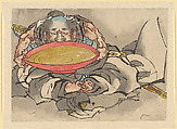 Sakata Kintoki Drinking Sake Wine, Katsushika Hokusai  Japanese, Ink and color on paper, Japan