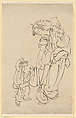 Mother and Children in Summer Night, Katsushika Hokusai Japanese, Ink on paper, Japan