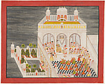 Maharana Ari Singh with His Courtiers Being Entertained at the Jagniwas Water Palace, Bhima  , Indian, Ink, opaque watercolor, and gold on paper, India (Rajasthan, Mewar, Udaipur)