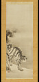 Shakyamuni Emerging from the Mountains, with Dragon and Tiger, Kano Sansetsu (Japanese, 1590–1651), Triptych of hanging scrolls; ink on paper, Japan