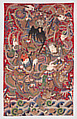 Wall hanging with scene from an opera, Silk and metallic thread embroidery on plain-weave wool with animal fibers, China