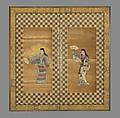 Screen of Two Dancers (Bugi zu byōbu), Unidentified Artist, Two-panel folding screen; ink, color, and gold on paper, Japan