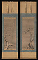 Ink Plum, Byōsen Myōshitsu (Japanese, active ca. 1450–75), Pair of hanging scrolls; ink on paper, Japan