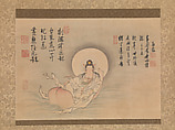 Kannon on a Lotus Petal, Painting by Shōzan Gen’yō 照山元瑶 (Japanese, 1634–1727), Hanging scroll; ink and color on paper, Japan