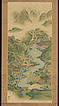 Lanting Pavilion by a Winding Stream, Hara Zaichū 原在中 (Japanese, 1750–1837), Hanging scroll; ink and color on silk, Japan