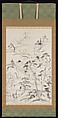 Emperor Enyū’s Outing to Funaokayama on the First Day of the Rat in the New Year, Reizei Tamechika (1823–1864), Hanging scroll; ink and color on paper, Japan