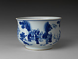 Incense Burner with the Eighteen Luohans, Porcelain with underglaze cobalt blue decoration (Jingdezhen ware), China