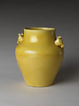 Ceremonial vessel with animal heads, Porcelain with yellow glaze (Jingdezhen ware), China