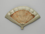 Set of three dishes in the shape of  fans, Earthenware with polychrome glaze (Ko-Kiyomizu ware), Japan
