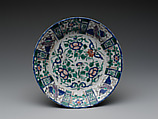 Dish with flowers and auspicious motifs, Porcelain with overglaze polychrome enamels, Japan