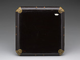 Square tray with floral decoration, Polychrome lacquer painting; brass fittings, Japan (Ryūkyū Islands)