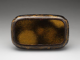 Tray with decoration of cherry blossoms and floating rafts, Gold and silver maki-e on black lacquer, Japan